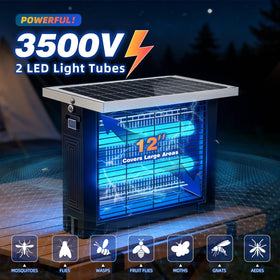 uvcoolplunge Solar Bug Zapper on patio for chemical-free pest control