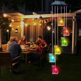 UXORSN Cat Wind Chimes brighten window views with color-changing light displays.