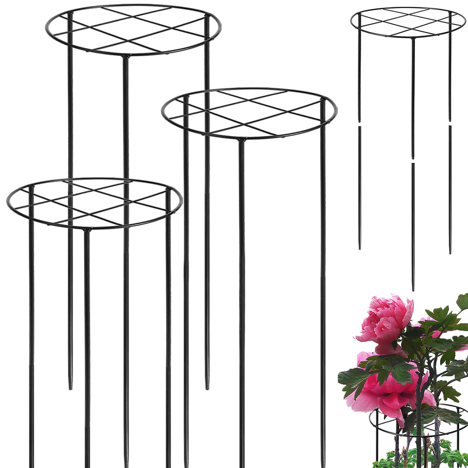 UYEDUJZ three-pack peony cages with grid frames support tall blooms in wind