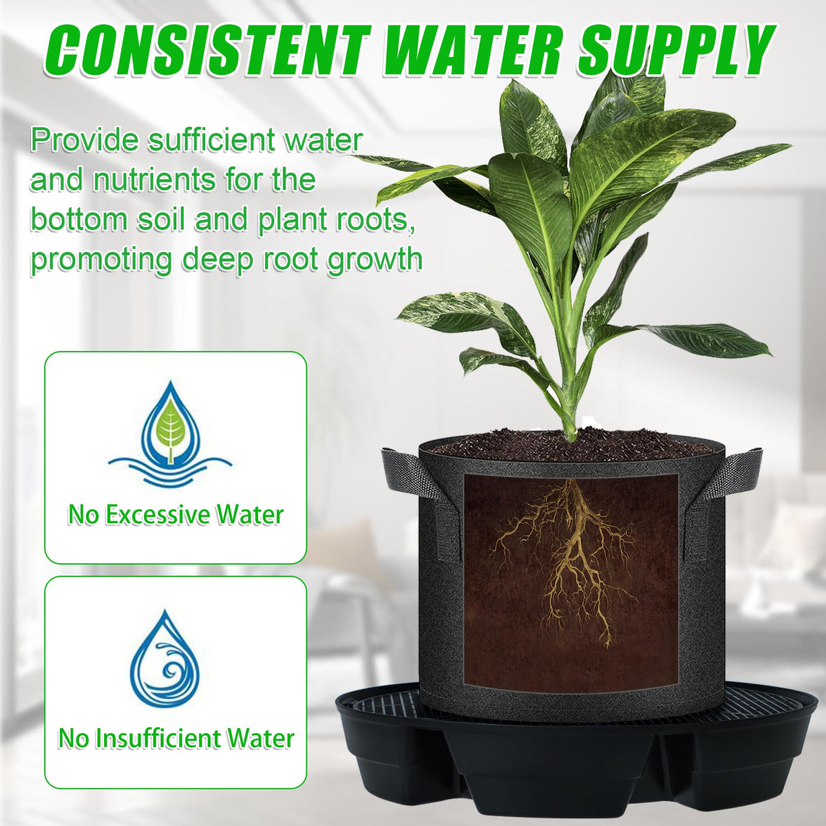 UYEDUJZ 5m wick line enables auto-watering to roots.