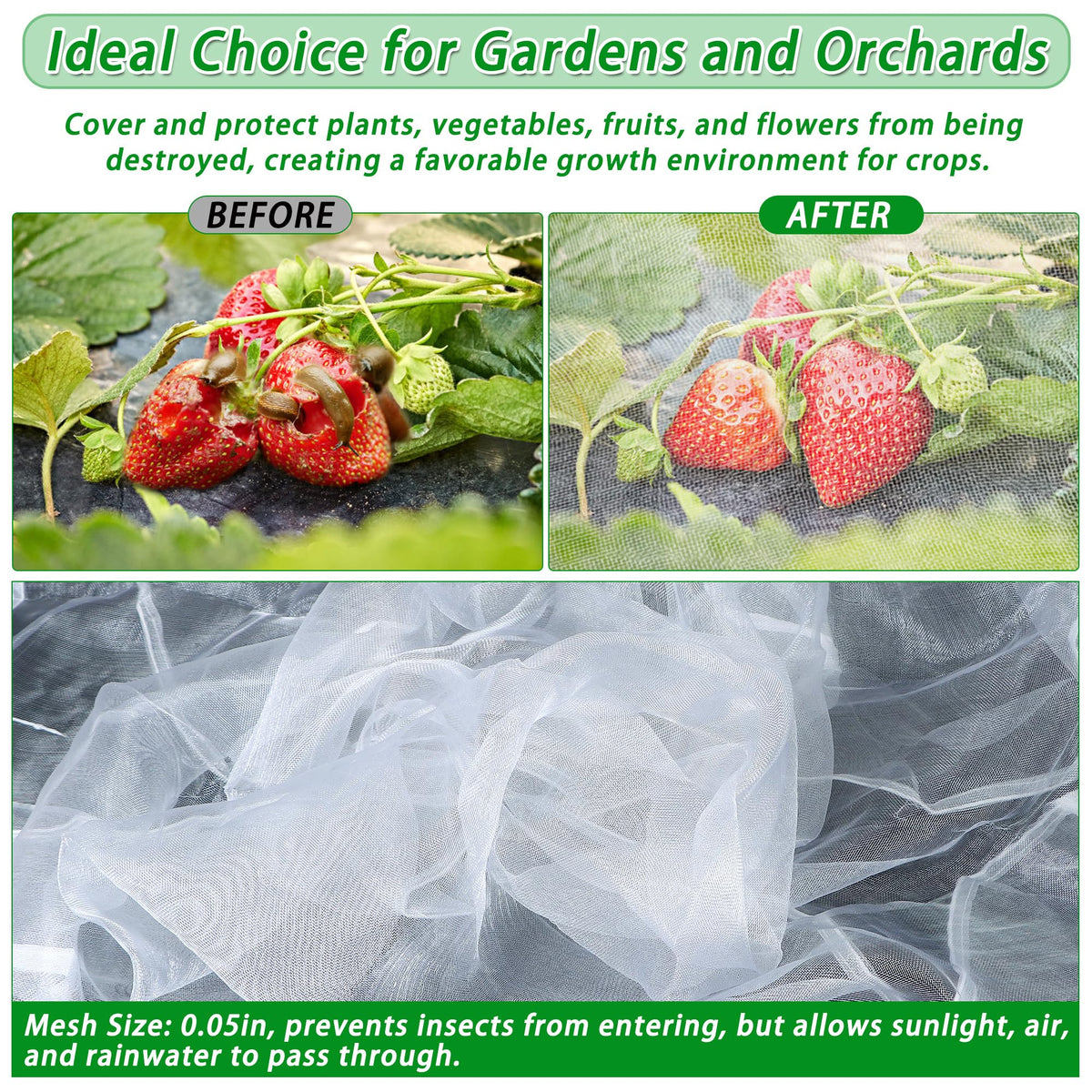 UYEDUJZ double drawstring design secures netting against wind and animals.