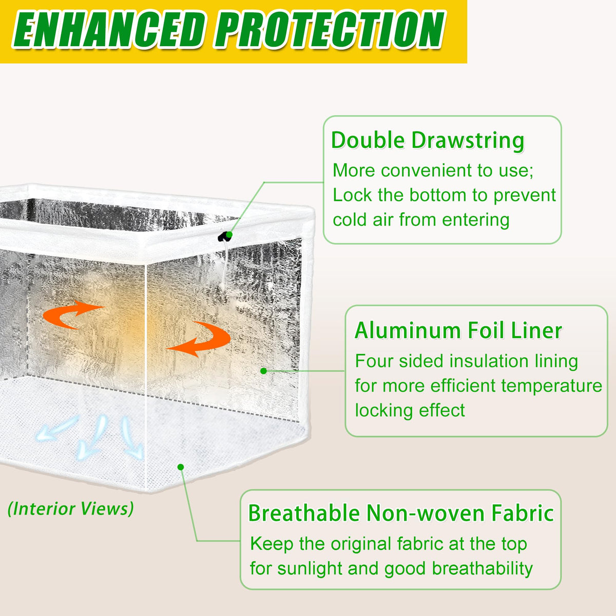UYEDUJZ drawstring-secured bottom keeps the cover in place during wind