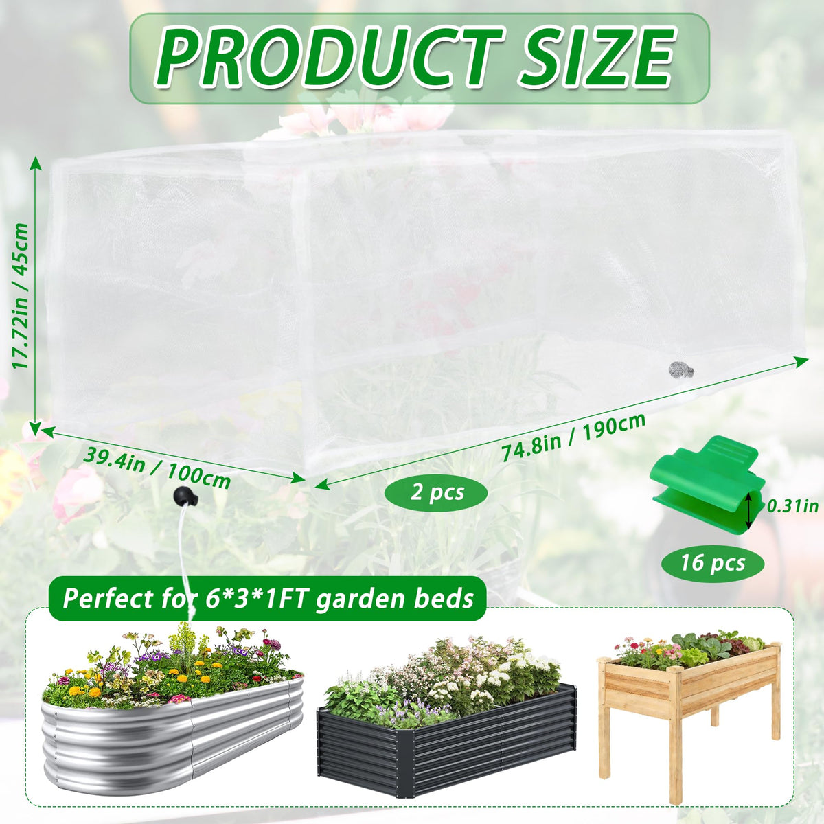 UYEDUJZ mesh detail 0.05in breathable fabric allows airflow while protecting crops.