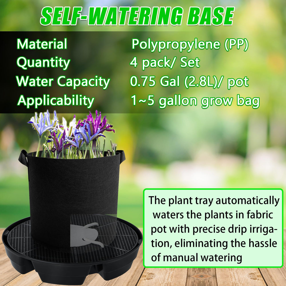 UYEDUJZ water reservoir supports up to 2.8L for longer root hydration.