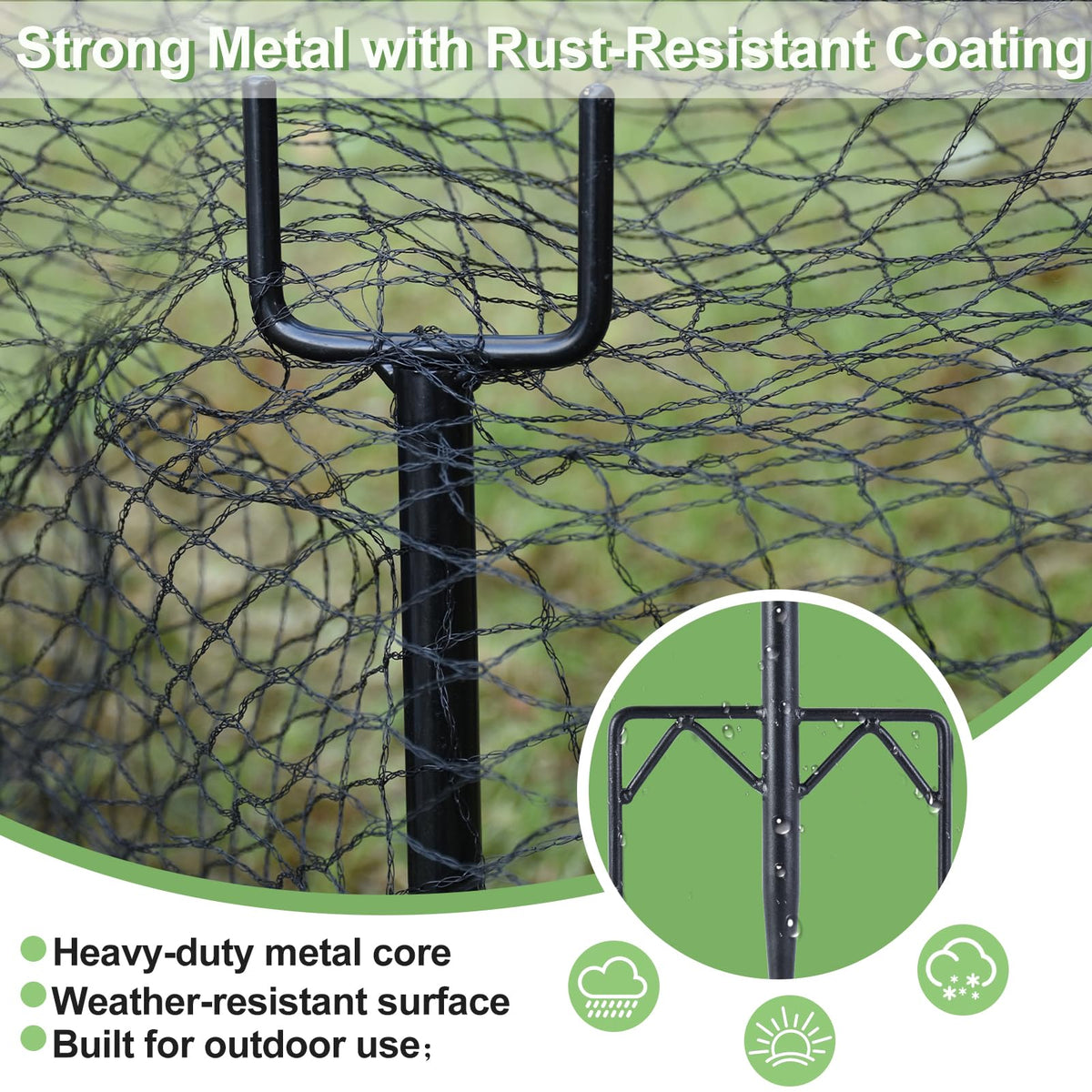 Uyeesi multipurpose stakes suit shade cloth and frost protection covers.