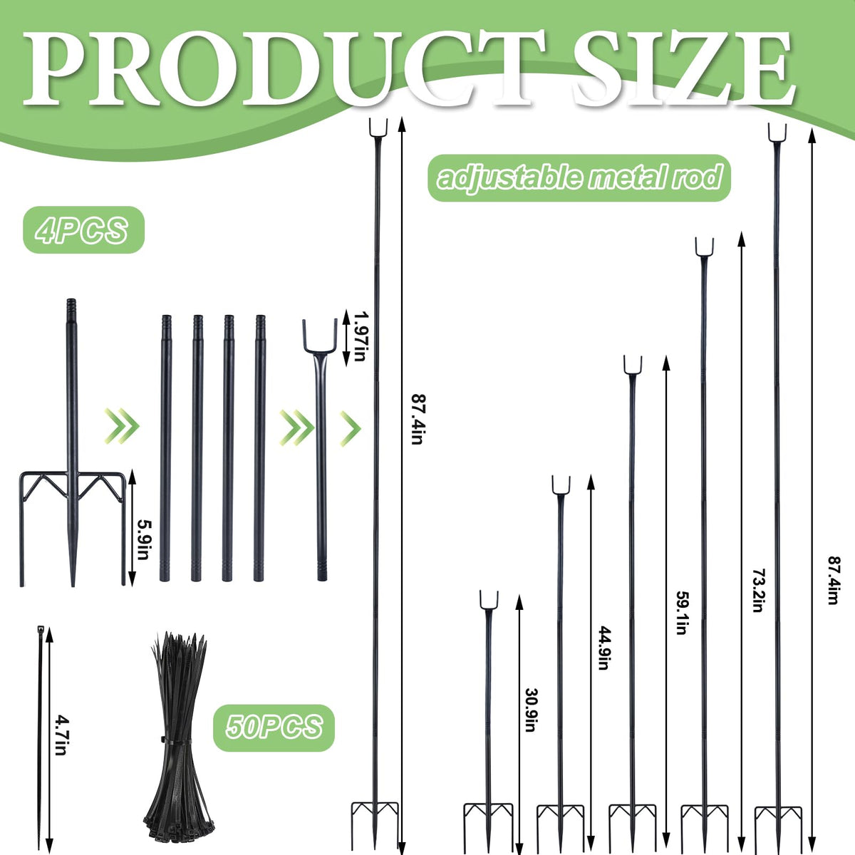 Uyeesi garden netting stake with rustproof coating for outdoor use