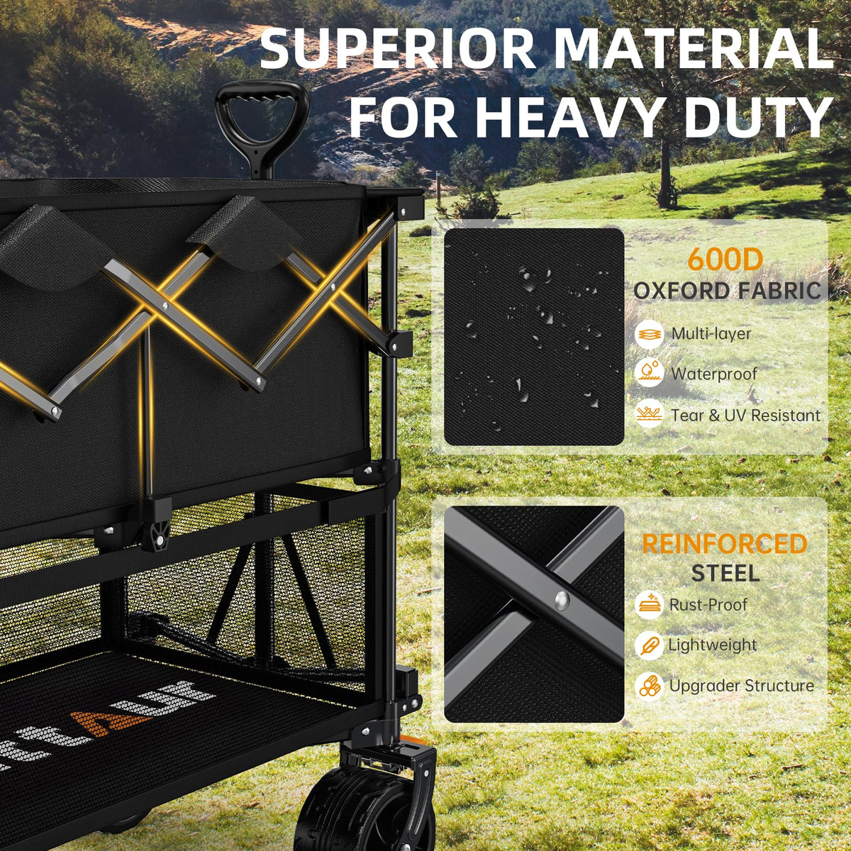 Uyittour rugged 7x4 inch all-terrain wheels ready for tough outdoor terrain.