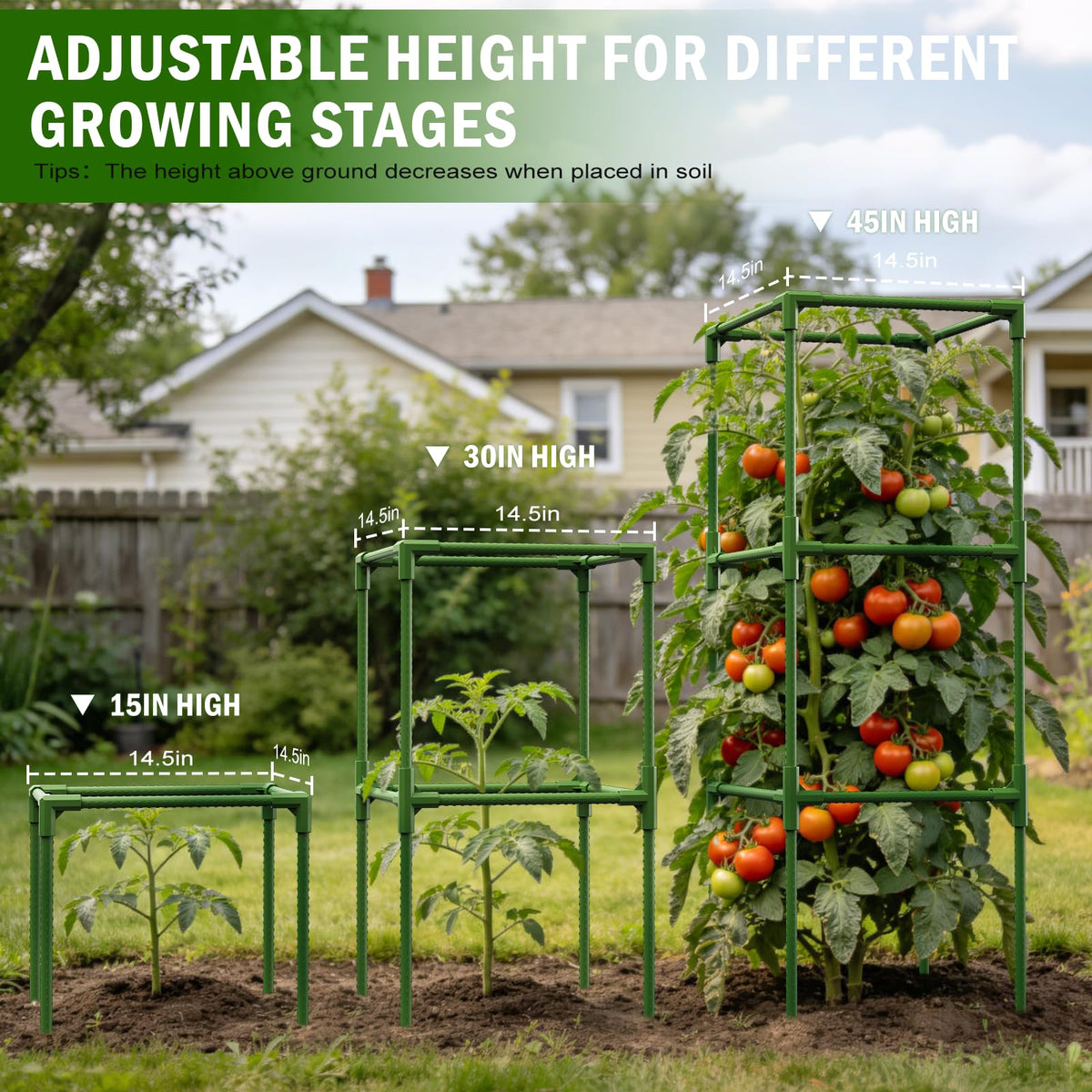 Uyittour anti-rust tomato trellis with steel core protects against rust and sun damage.