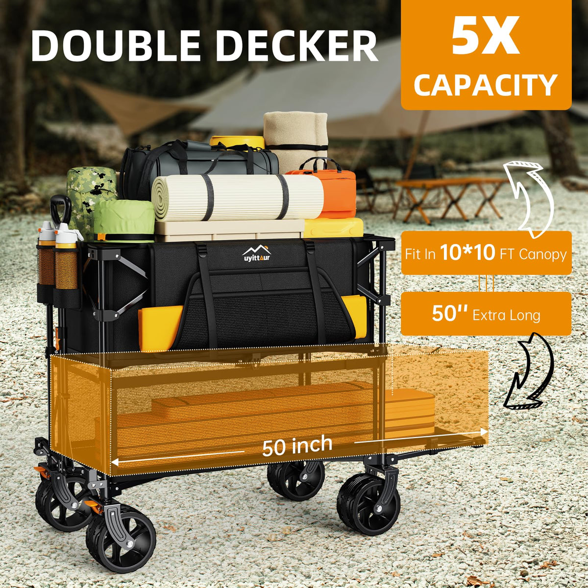 Uyittour double-decker wagon folded for compact storage and easy transport.