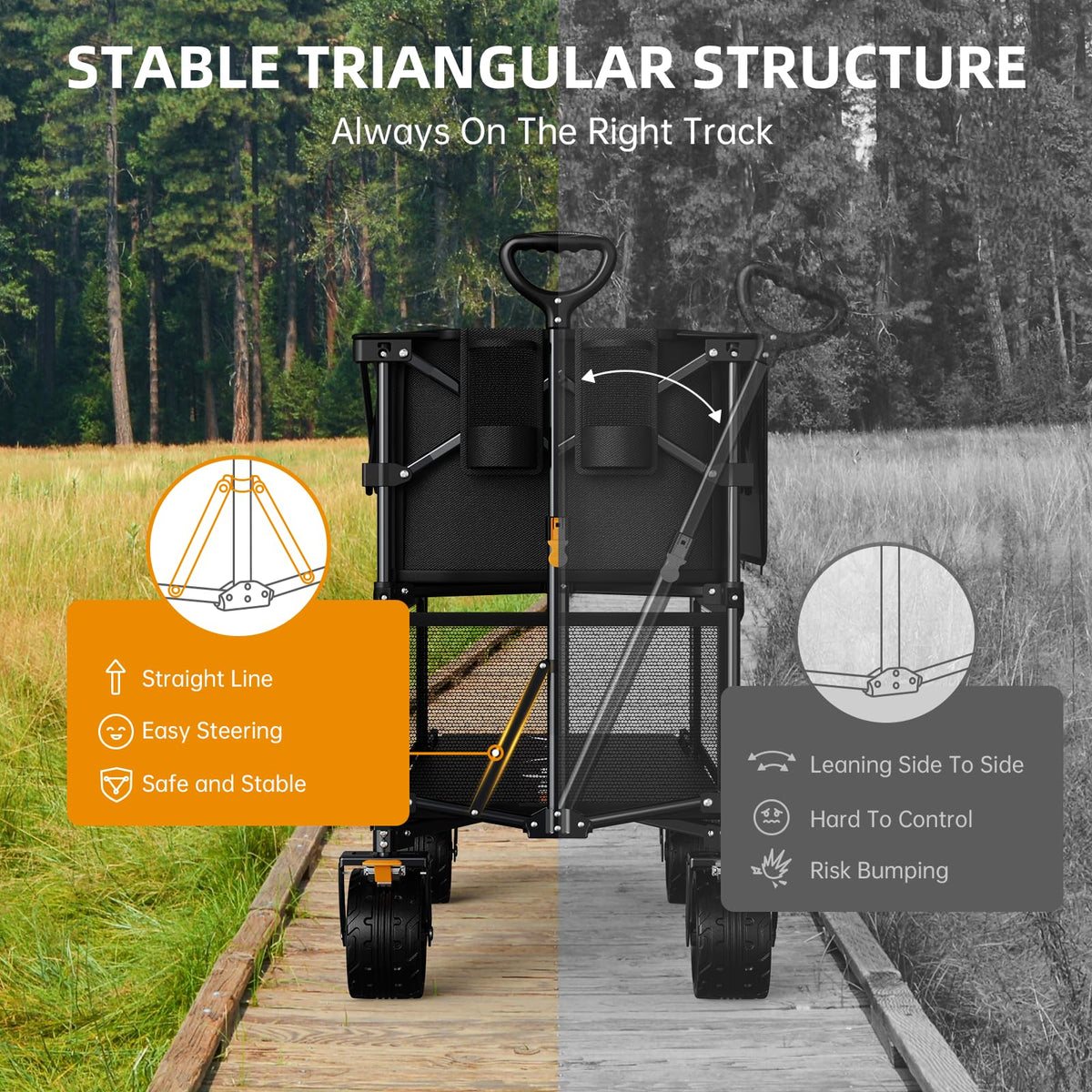 Uyittour front wheel brake for precise control on uneven surfaces.