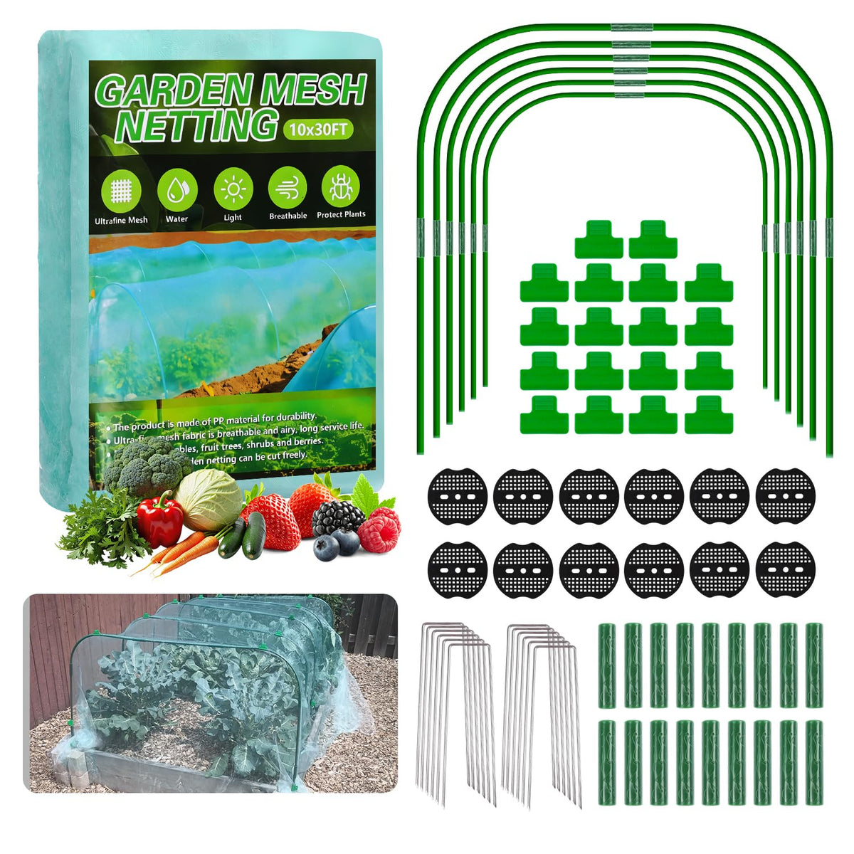 Uyittour garden netting kit with ultra-fine mesh protecting vegetables while allowing sunlight