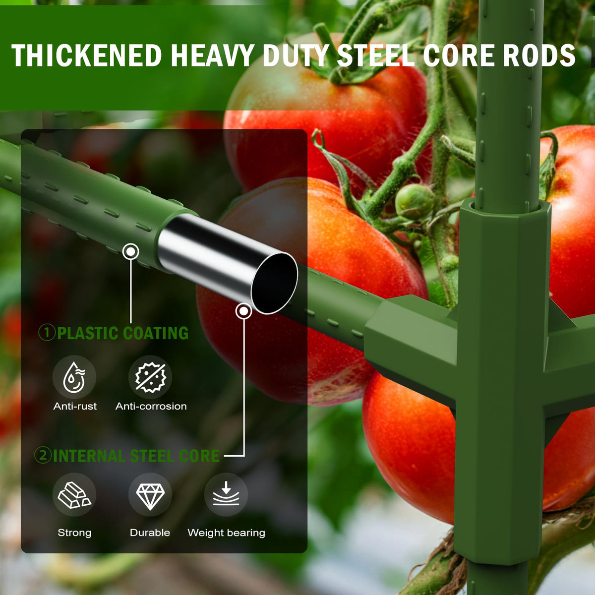 Uyittour adjustable interlocking cage grows taller with plants for continued support.