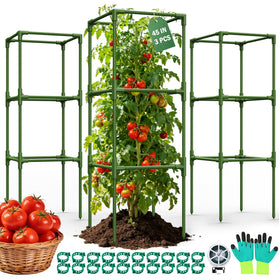 Uyittour tomato cage 45-inch square 3-pack supports heavy fruiting plants in raised beds.
