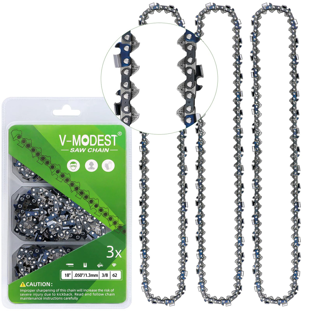 V-MODEST 18-inch chain for Oregon CS1500, precise, reliable fit.