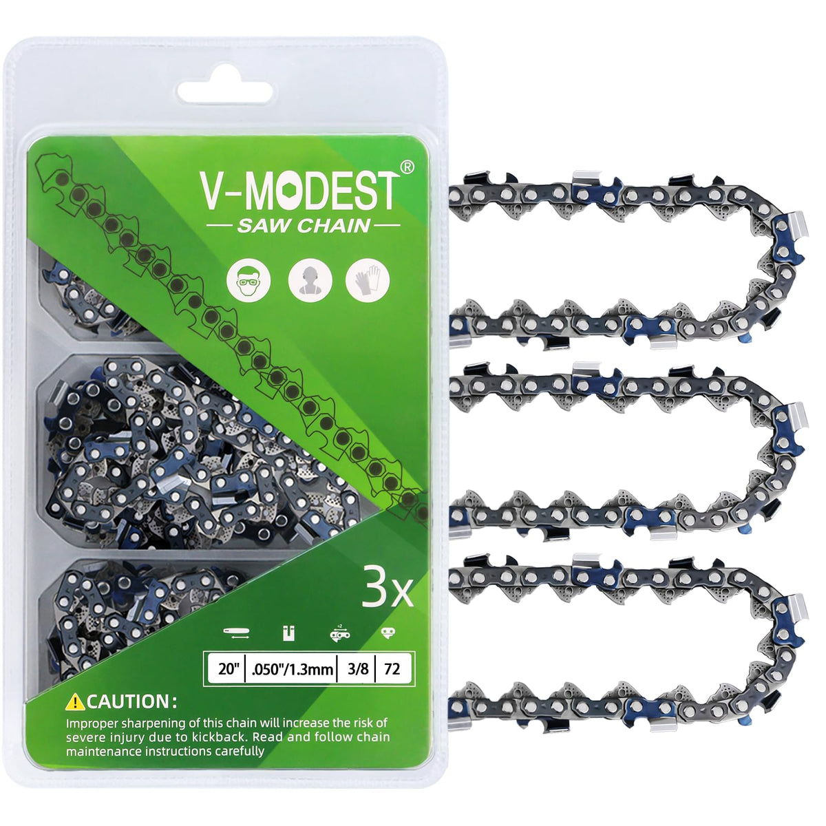 V-MODEST 3-pack 20-inch chain blade for clean wood cuts