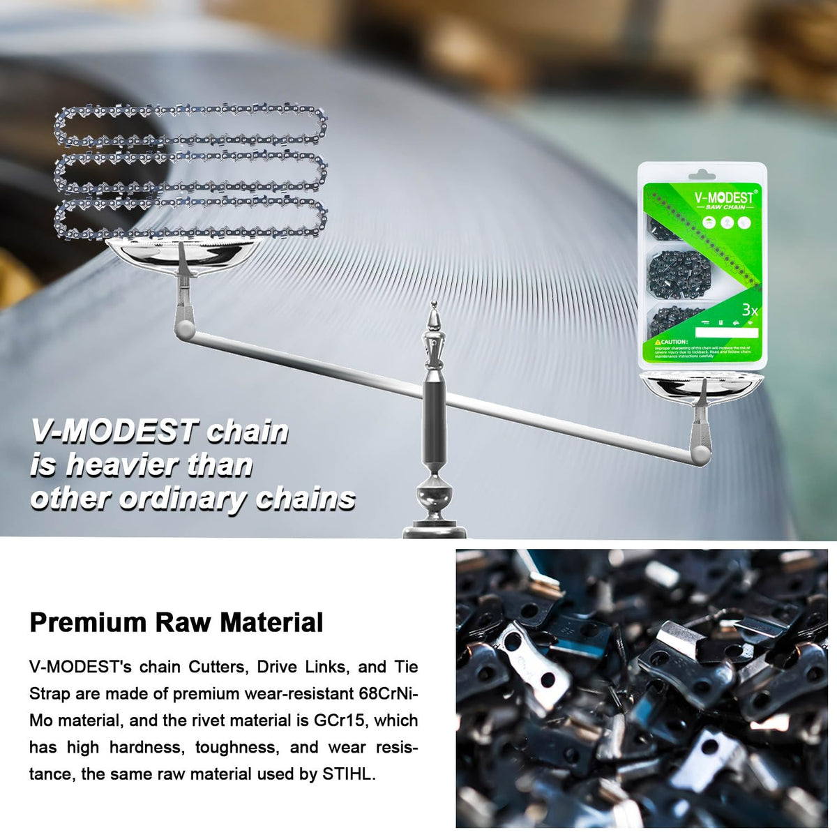 V-MODEST hardened rivets enhance chain life under tough use
