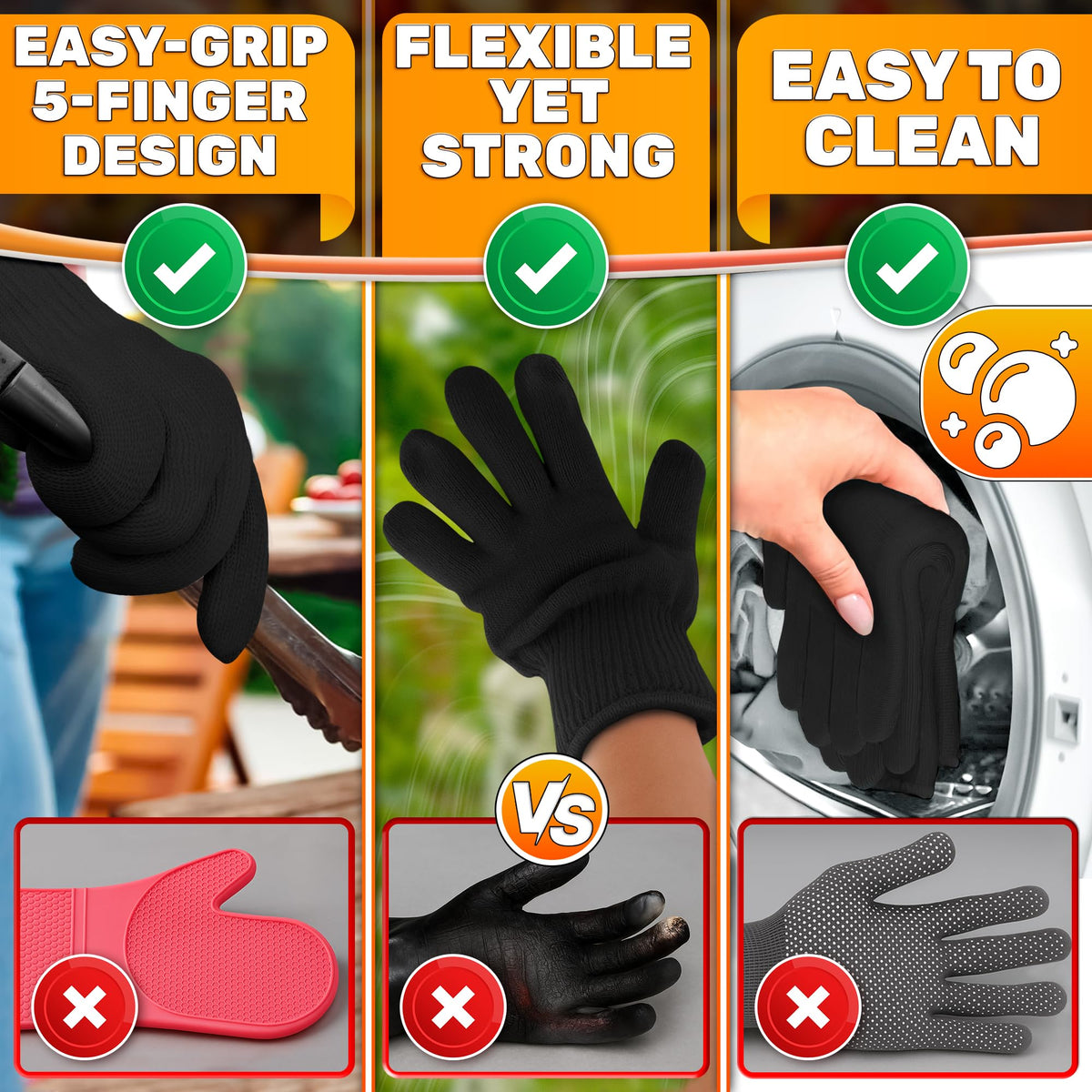 V TOWER aramid gloves care cleaning machine washable for easy care