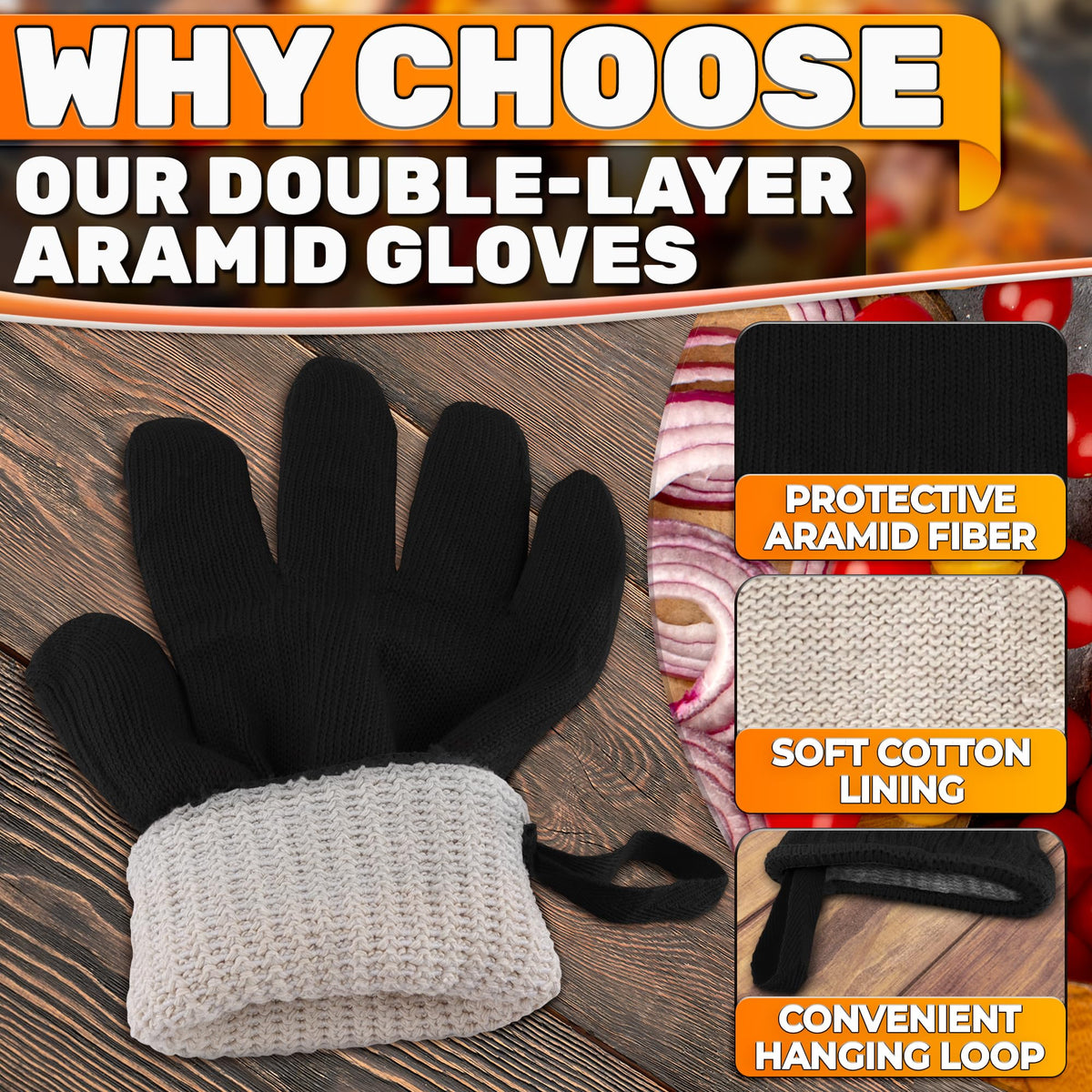 V TOWER aramid gloves five-finger grip for secure pan handling