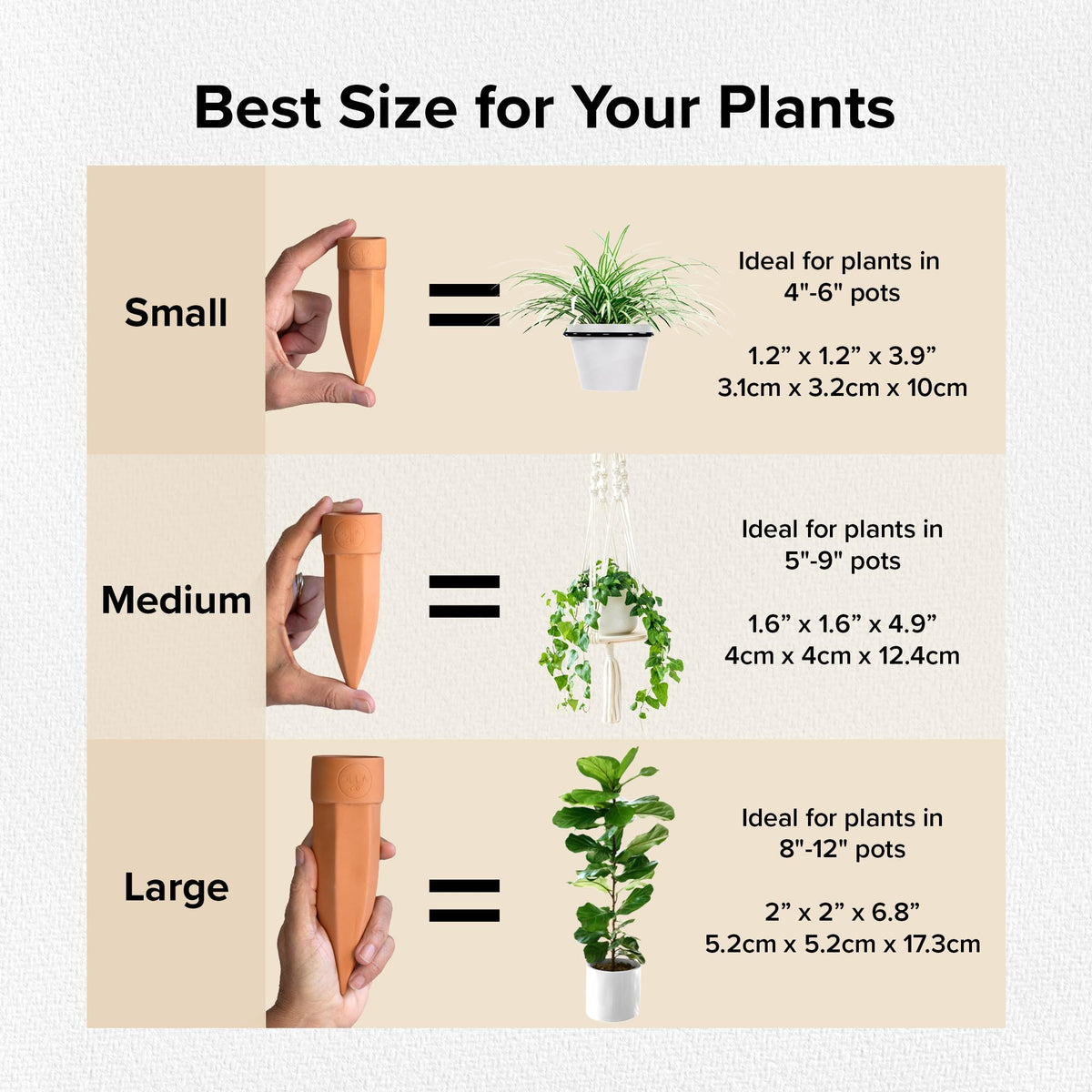 Lid on terracotta spike reduces evaporation and deters pests.