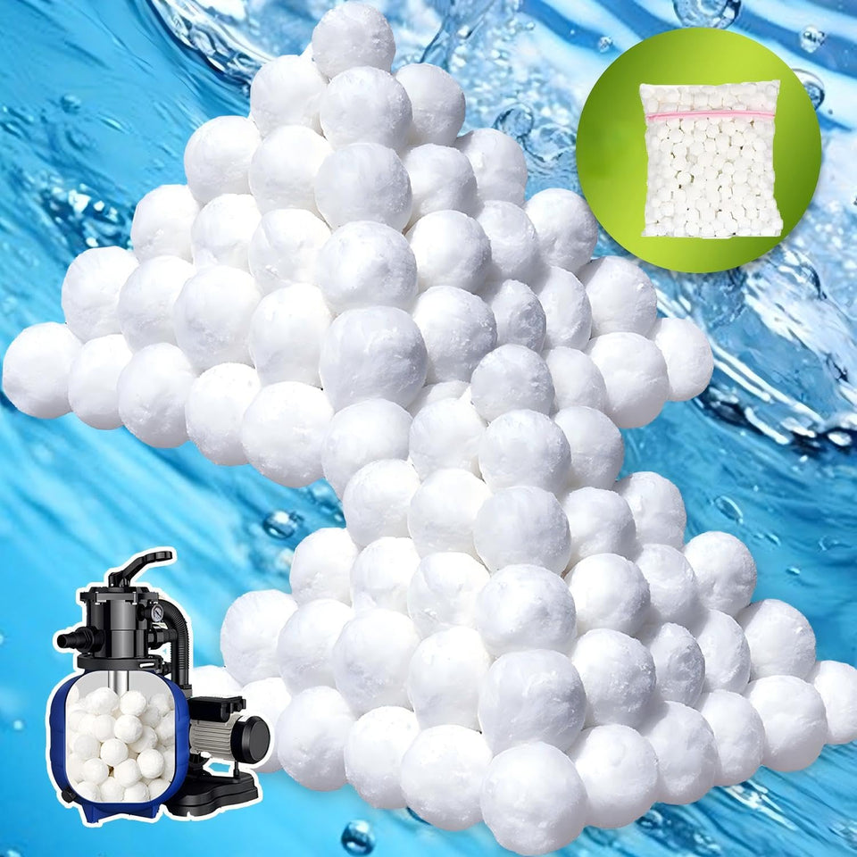 Vahlbeste 5.0-lb filter balls in packaging, ready for pool care and long life.