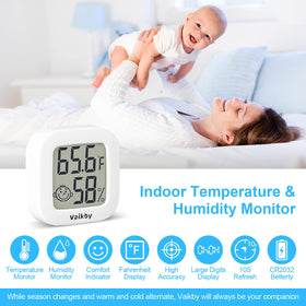 Vaikby indoor thermometer 4pack digital readout for at-a-glance humidity and temperature.