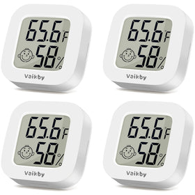 Vaikby indoor thermometer 4pack front view with clear readout for quick checks.