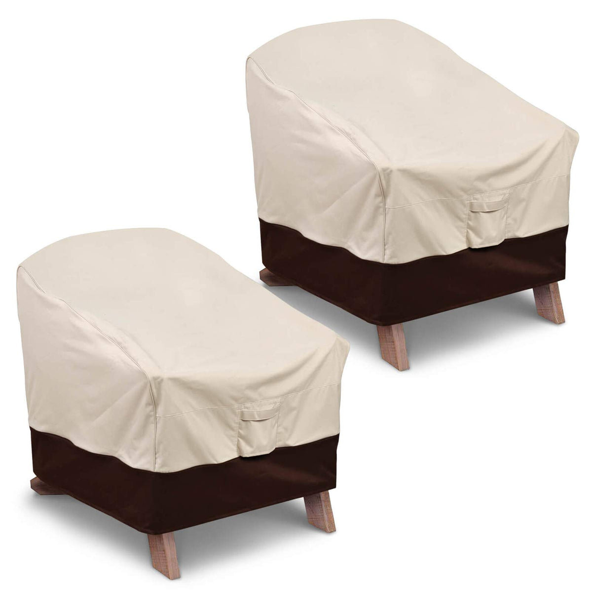 Vailge Adirondack chair cover on patio protects from sun and rain.