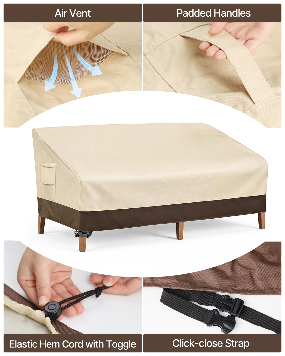 Vailge air vent design reduces condensation for a dry seating area.