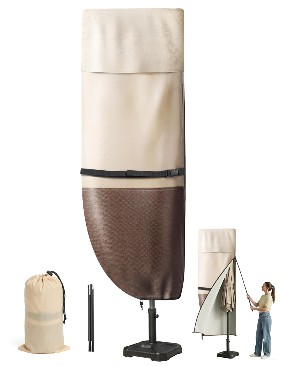 Vailge cantilever umbrella cover 9-13 ft protects from rain and sun.