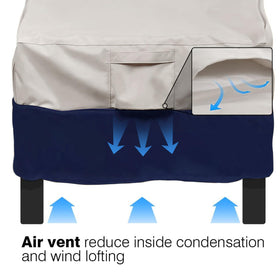Vailge chair cover with air vents and padded handles eases removal and reduces condensation.