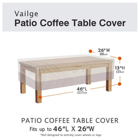Vailge padded handles on the coffee table cover for easy removal.
