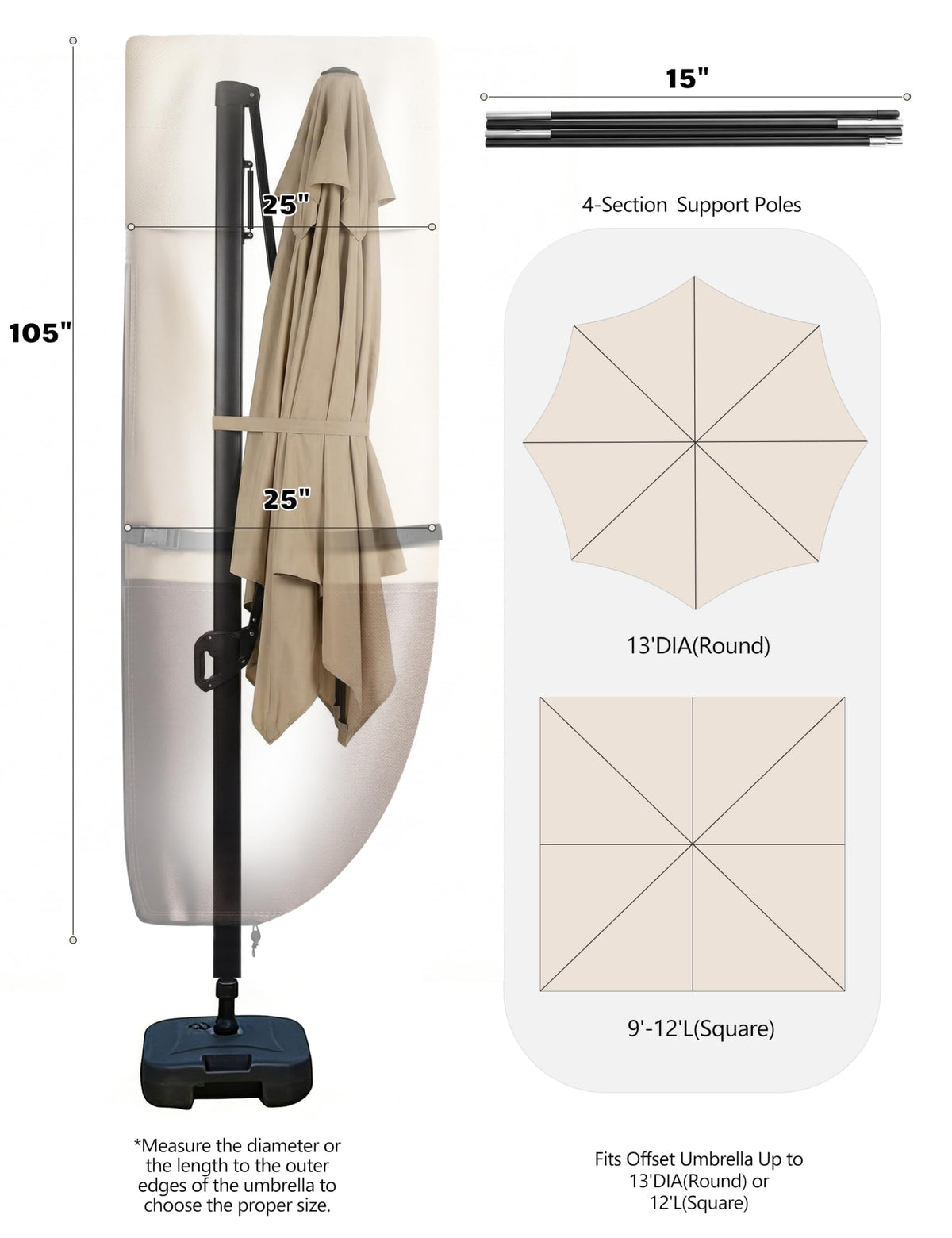 Vailge cover with support rods helps install the cover quickly.