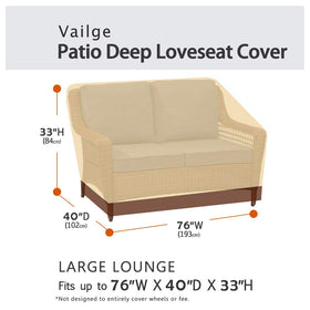 Vailge deep bench cover side view shows durable 600D Oxford fabric