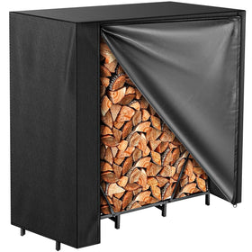 Vailge firewood rack cover with front zipper for easy access in rain or snow.