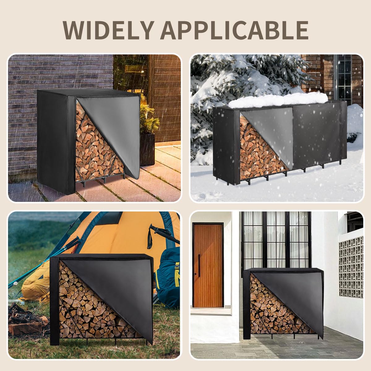 Vailge all-season protection for stacked logs keeps wood dry