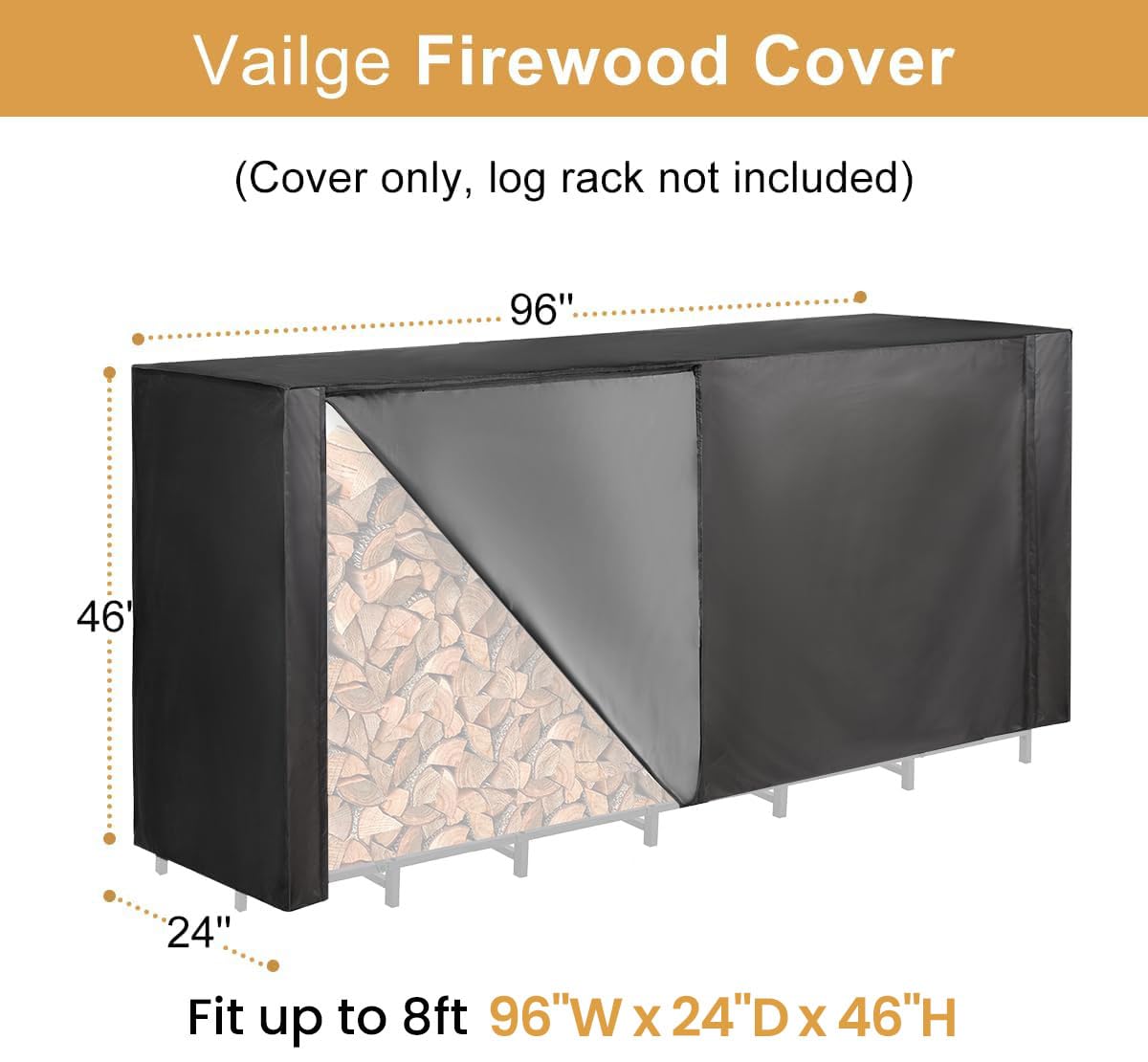 Vailge waterproof 600D Oxford fabric protects logs and woodpiles
