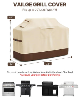 Vailge grill cover side view shows secure fit with wind-resistant design