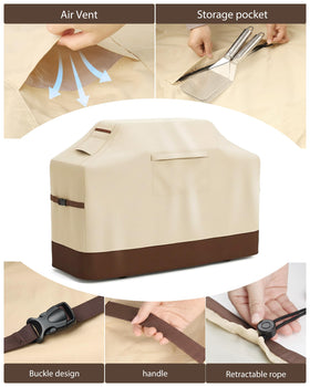 Vailge grill cover adjustable straps and padded handles for secure fit.
