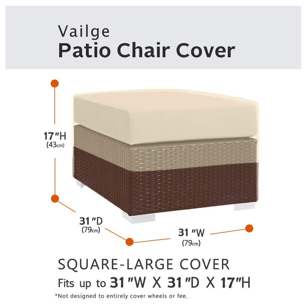 Vailge heavy-duty 600D Oxford fabric safeguards outdoor ottoman against wind and debris