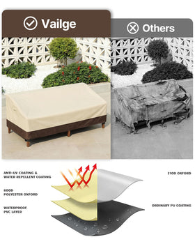Vailge heavy duty patio sofa cover air vents reduce interior condensation.
