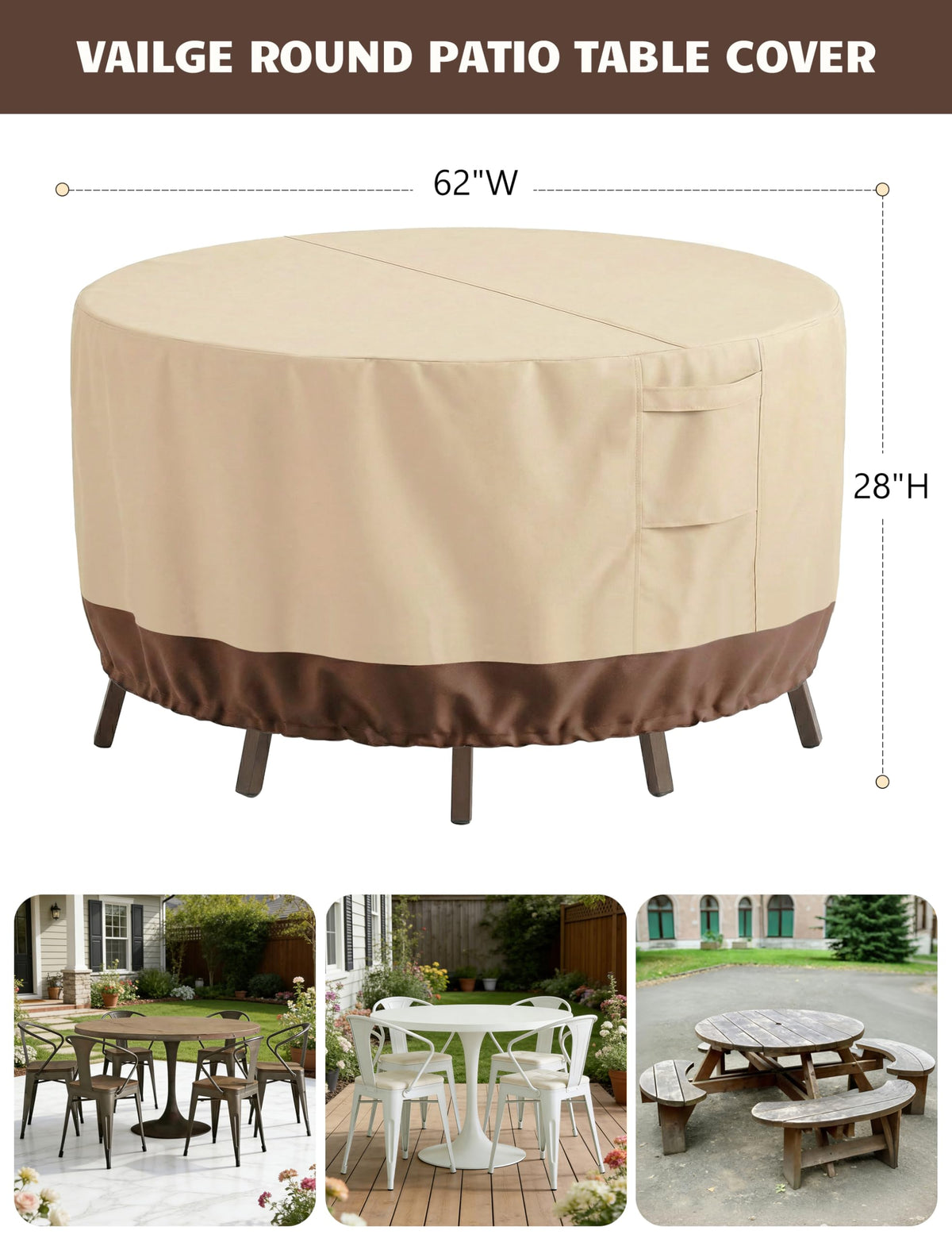 Vailge windproof outdoor chair set cover securing furniture on a breezy day.