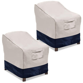 Vailge patio chair cover in beige-blue protects outdoor furniture from sun and rain.