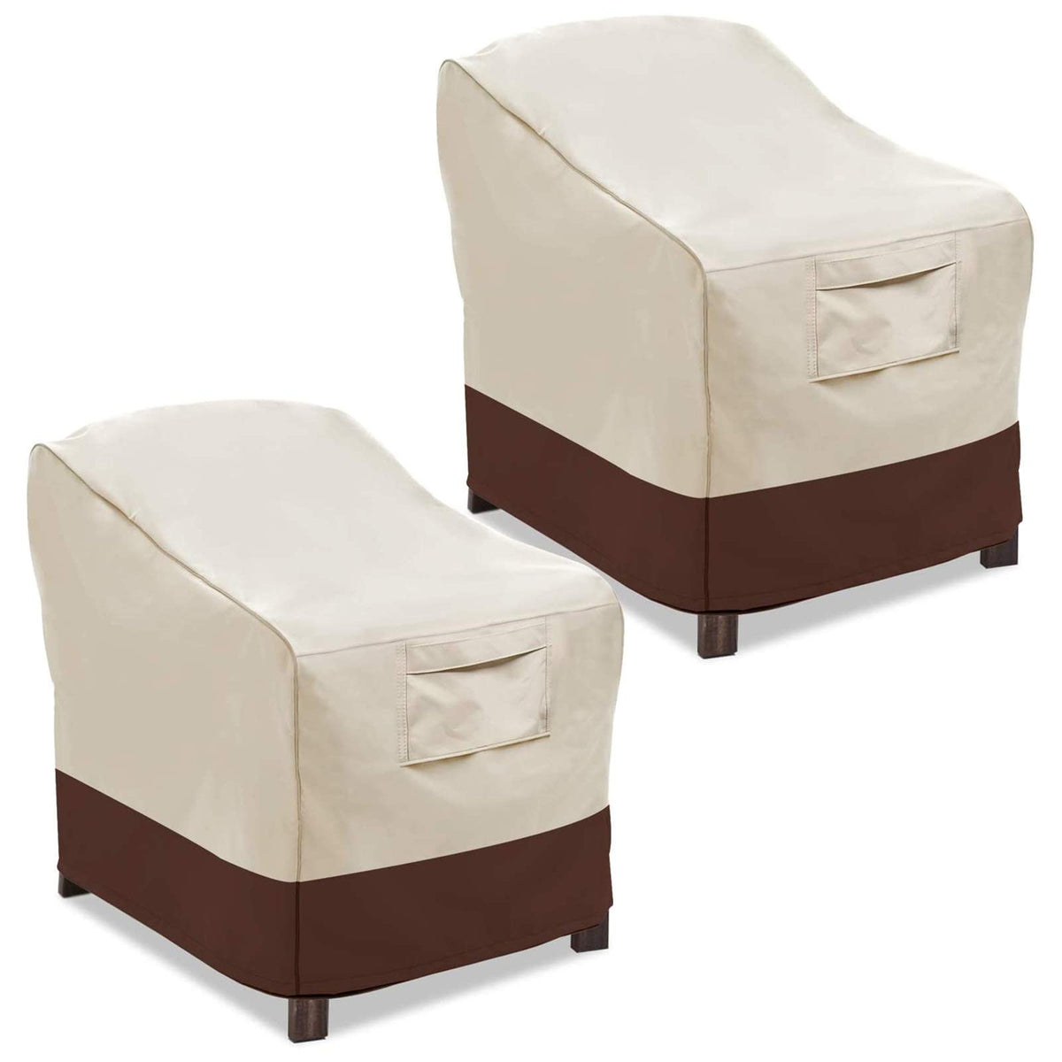 Vailge patio chair covers front view protecting a lounge chair from sun and rain.