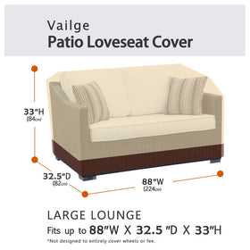 Vailge patio cover with adjustable hem for a secure fit.