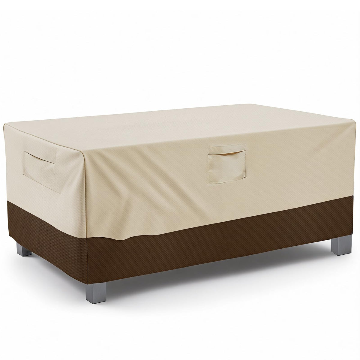 Vailge patio table cover close-up shows rugged 600D Oxford fabric protection