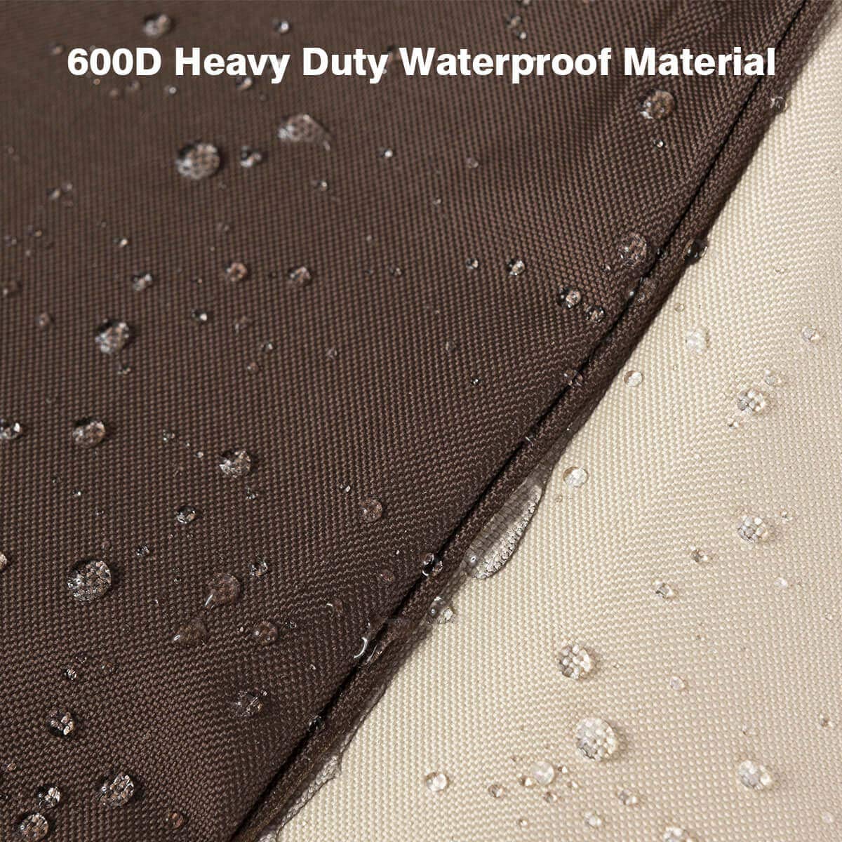 Belted hem with click-close straps offers adjustable security for tall chairs.