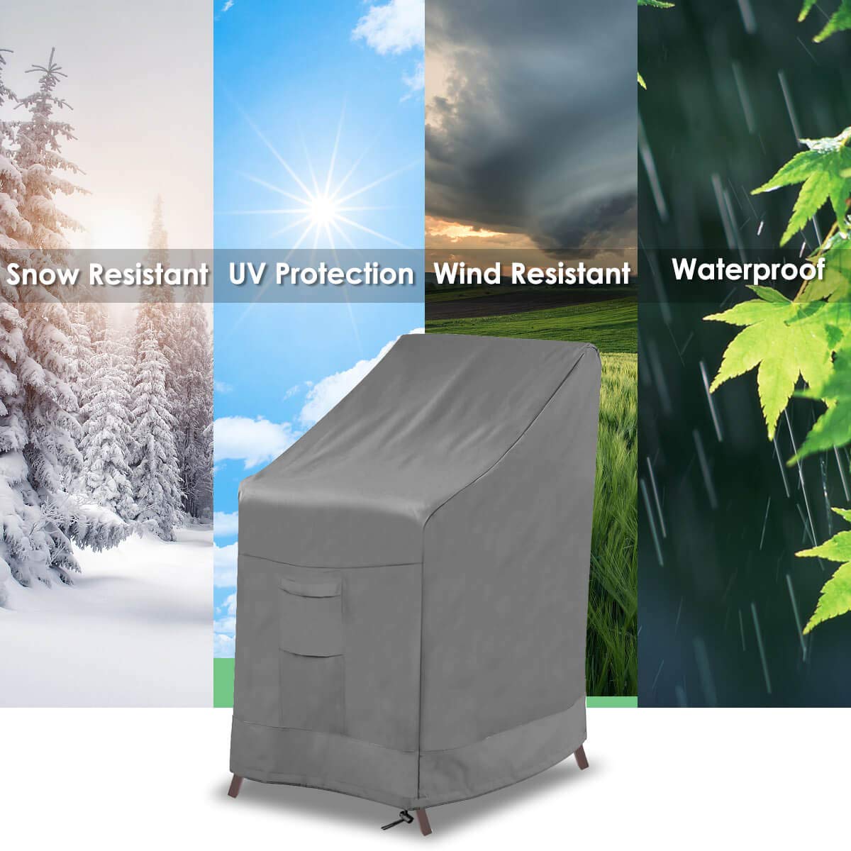 Vailge outdoor use scenario shows tidy, protected patio furniture