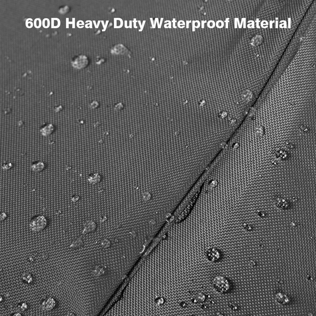 Vailge cover with adjustable hem secures chairs in windy conditions