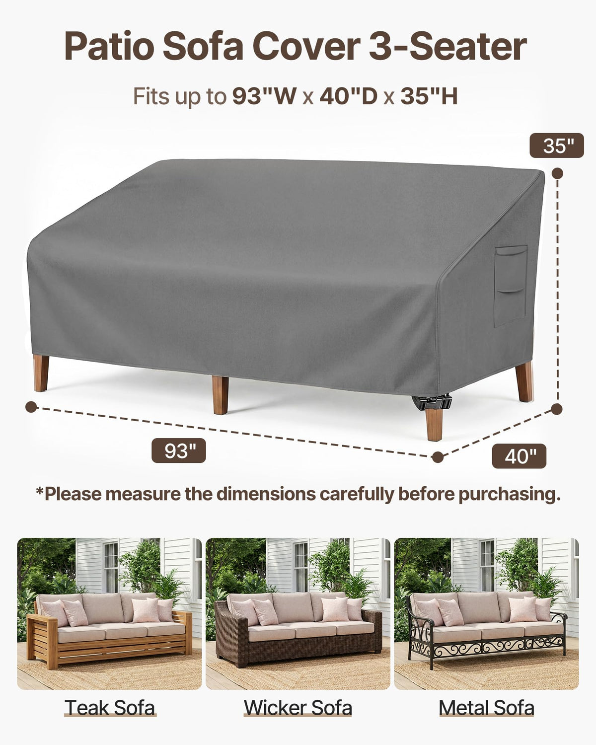 Vailge waterproof laminated backing keeps outdoor sofa dry