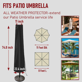Vainlley cover shown on 7-9 ft offset umbrella for secure fit